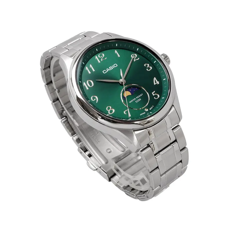 Casio Enticer Moon Phase Green Dial Men's Watch- MTP-M110D-3AV